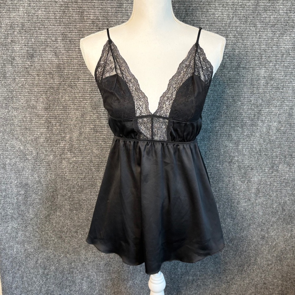 Victoria's Secret Black Lace Babydoll Chemise Lingerie Nightie Medium